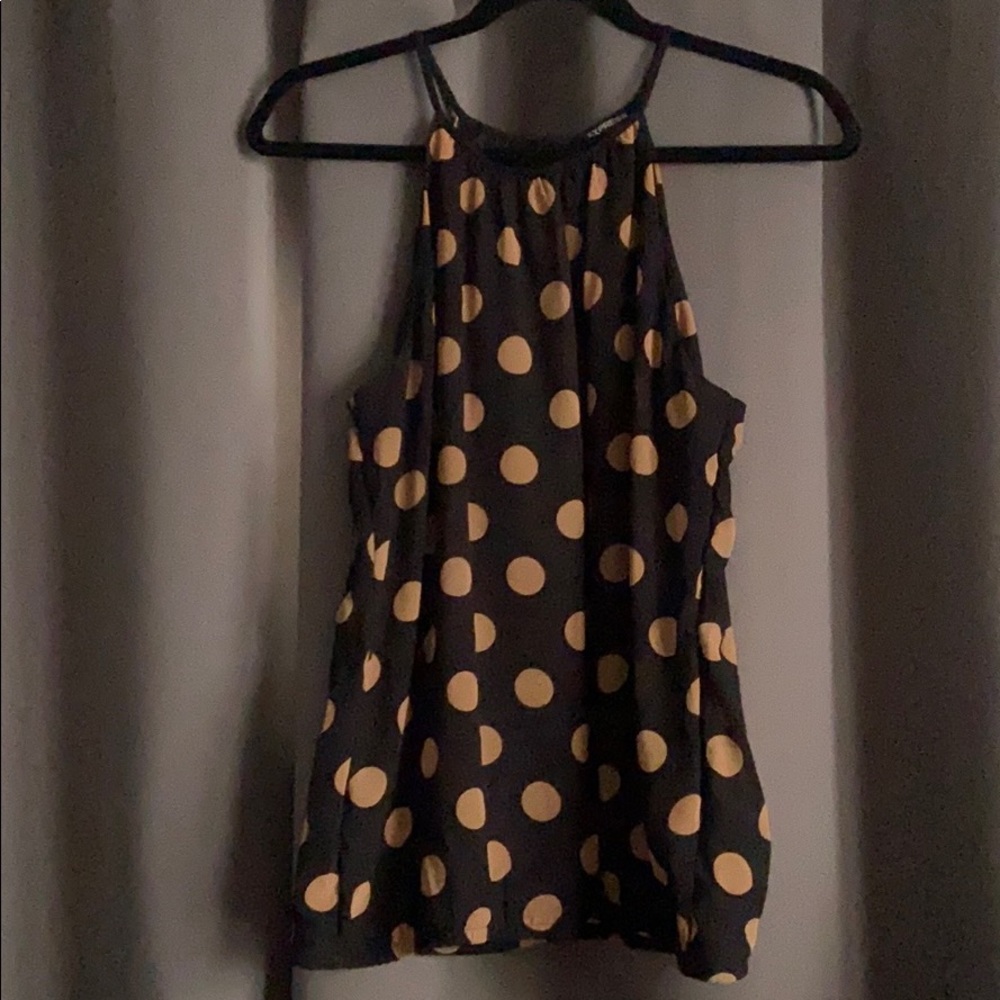 Express Top Black with Gold Polka Dots